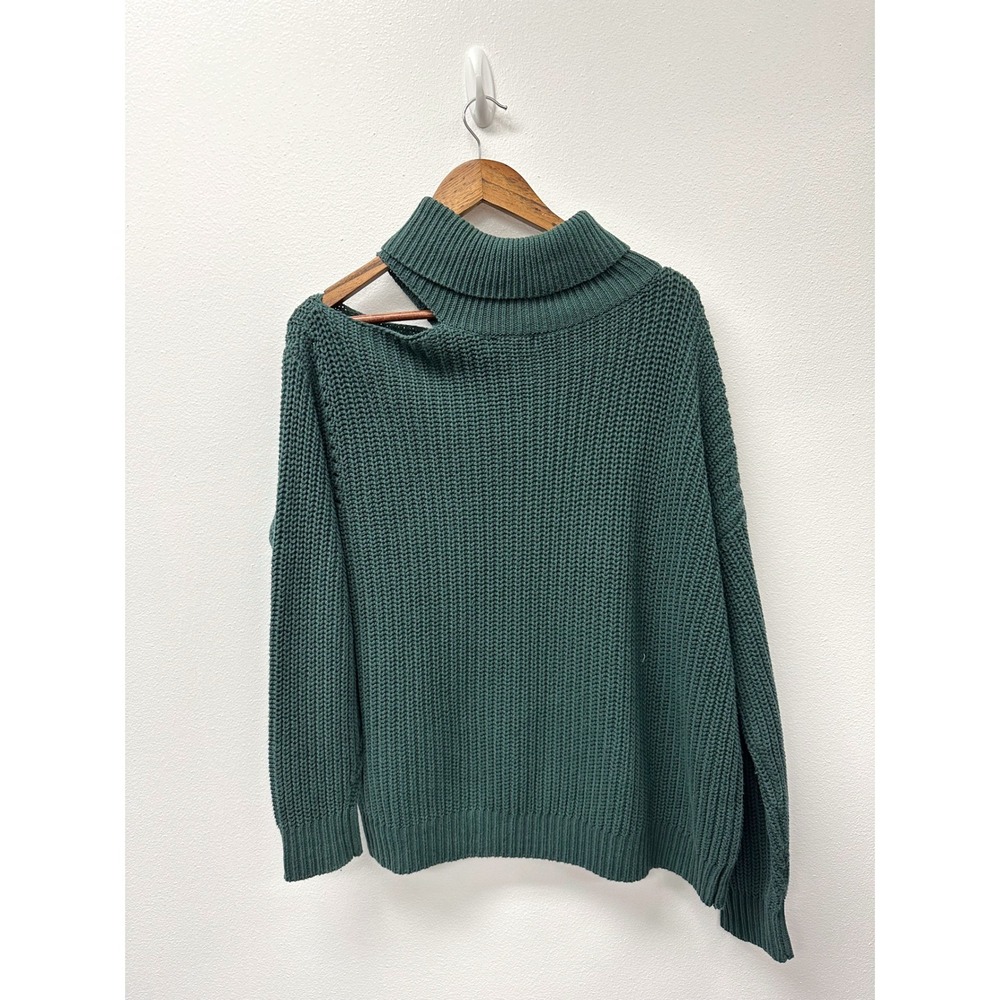 Peter Som‎ Asymmetric Cold Shoulder Sweater Green Size M - Picture 6 of 6